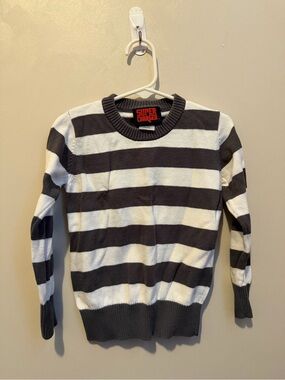 Supercharged Kids Black & White Striped Crewneck Sweater